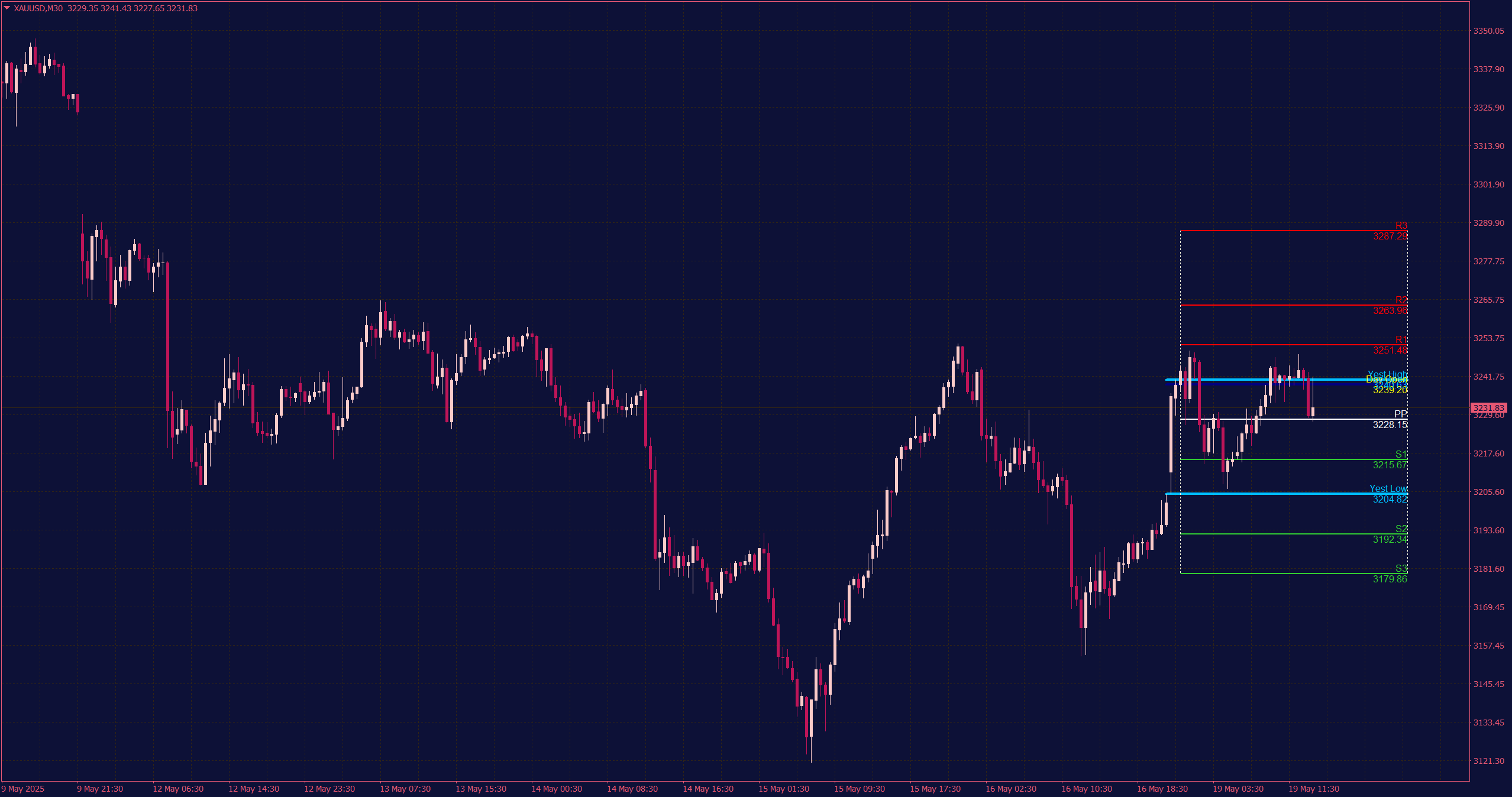 Pivot Points with Day Levels Indicator for MT4