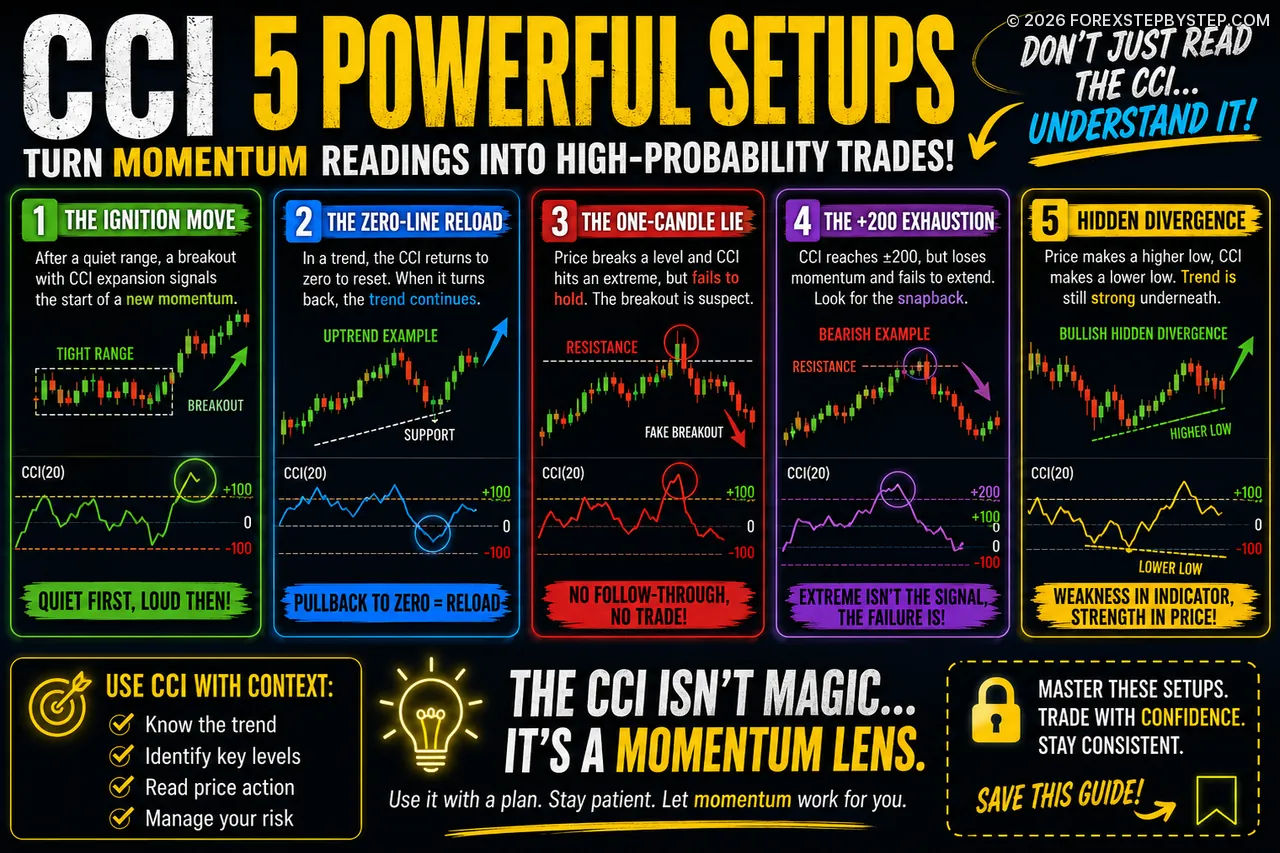 CCI Indicator clues most traders miss when reading momentum, breakouts, fakeouts, and pullbacks.